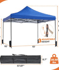 10x10 Ft Pop Up Canopy Tent For Camping Parties Events Patio Beach Backyard All Weather Heavy Duty Instant Sun Shade With Sand Bags Blue Party Ready