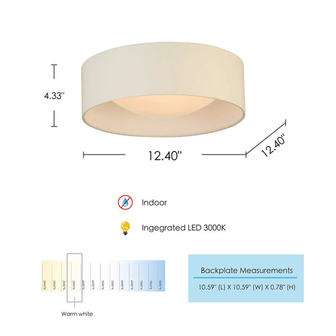 Orme 12 Inch Flush Mount LED Ceiling Light Fixture Dimmable White for Living Room, Bedroom, Hallway, Modern Close To Ceiling Design, Bright Energy Efficient Illumination
