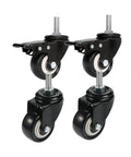 M8x25mm Swivel Casters Set Four Bearings 240kg Capacity PU Wheels For Handcarts and Furniture with Brake Units