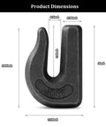 Three Eighths Inch Weld On Grab Hooks Four Pack Heavy Duty Clevis Hooks G70 product dimensions illustration