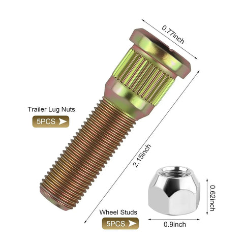Upgrade Your Ride With Heavy Duty 1/2 Inch 20 Fine Thread Wheel Studs And Lug Nuts Kit For Most Cars Ensuring Secure Fastening And Superior Grip That Keeps Your Wheels Locked Down Tight So You Can Cruise With Total Confidence Without Worrying About. trailer wheel stud and lug nut set, 2.15-inch stud, 5-piece