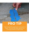 Applying tape around crack prior to using Epoxy Crack Repair Filler For Concrete And Brick Injectable Clear Liquid Resin.
