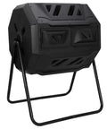 Outdoor Tumbling Composter 43 Gallon Dual Chamber With Two Sliding Doors Heavy Duty Compost Tumbler For Garden Kitchen And Yard Black Durable No-Fuss Batch Composting