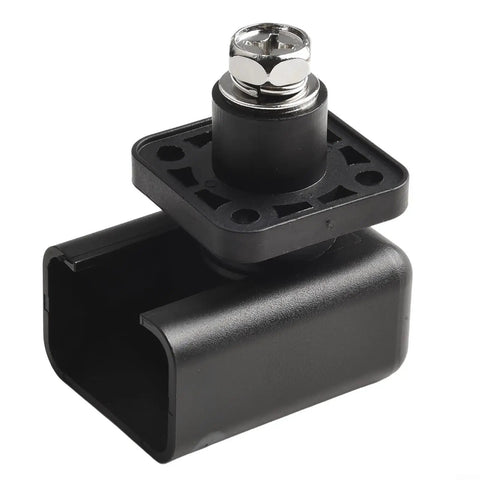 Next Level Heavy Duty 200A Energy Storage Terminal Block featuring high voltage copper connector, side view in black.