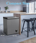 Compact 3.5 Cubic Feet Chest Freezer With Seven Adjustable Temperature Controls in a modern kitchen setting, featuring compact size and sleek design.