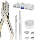 Stainless Steel Snap Fastener Kit, 200 Pieces With 15mm Snap Caps, Includes Hole Punch Pliers And Setting Tools For Canvas Tarps And Garments