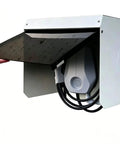 Heavy Duty Weatherproof EV Charger Cover Road Warrior Metal Wall Mount Shield rust proof protective enclosure with acrylic flip front.