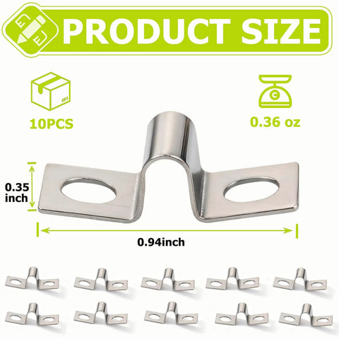 Terminal Block Jumper Wires Tension Clip Kit, 10 Pack, 30A Compatible shown in stainless steel with product dimensions