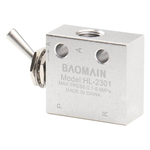 Hand Operated Pneumatic Knob Switch Valve Three Port Two Position Normally Closed With One Eighth Inch Thread, compact design