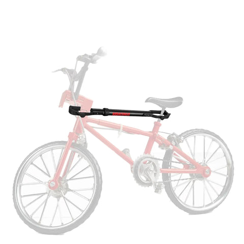 Two Pack Hitch Mounted Bike Rack Adapter With TubeTop Seat Post Mount shown on a red bike with sloped top tube, oversized tubing