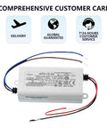 Plug And Play 24 Volt Dc Industrial Power Supply Providing 12 Watt Output And Slick Overload Protection For Automation Control Systems With Top Shelf Sturdy Build Quality, showing back with wires.