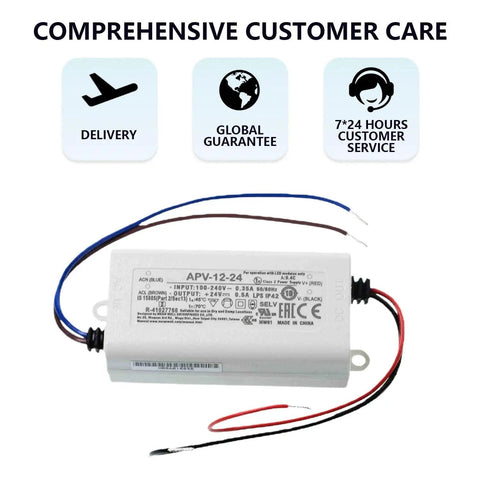 Plug And Play 24 Volt Dc Industrial Power Supply Providing 12 Watt Output And Slick Overload Protection For Automation Control Systems With Top Shelf Sturdy Build Quality, showing back with wires.