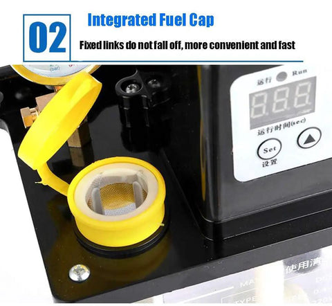 Smart 1L Automatic CNC Lubrication Pump with Digital Control showing integrated fuel cap close-up