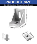 Dope 26 Piece 3030 Corner Bracket Set for Aluminum Extrusion V Slot and T Slot Systems with Nuts and Screws for 3030 Profile Silver