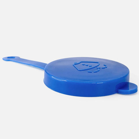 Close-up of blue Windshield Washer Fluid Reservoir Cap Replacement Fits Nissan Armada Frontier Pathfinder Titan XTerra 350Z