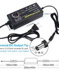 No-Brainer 72W Adjustable DC Power Supply 3V To 24V With LED Display and universal DC output tip diagram