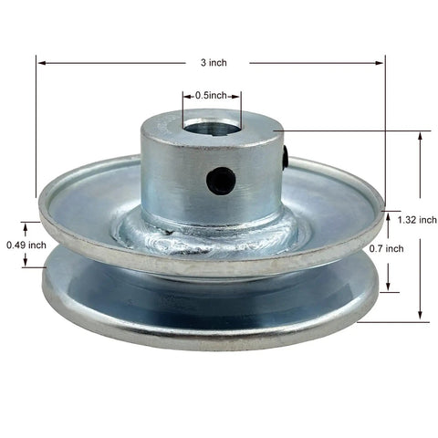 Half Inch Bore Three Inch Outer Diameter Single Groove V Belt Pulley For A 4L 3L Belts Beefy Carbon Steel Motor Pulley Zinc Plated