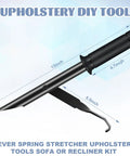 Professional Grade Upholstery Spring Stretcher Tool For Couch And Recliner No Sweat Diy Repairs Easy One Handed Lever, 13 inches long, black steel.