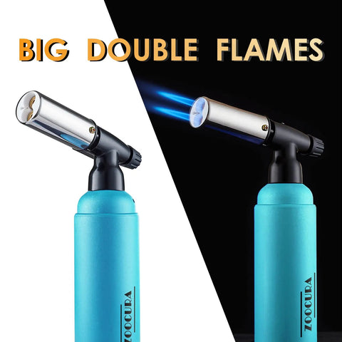 Big Butane Torch With Adjustable Double Flames Refillable Blow Torch For Soldering Welding Baking DIY Crafts Industrial