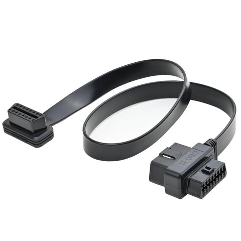 Right Angle OBD II OBD2 16 Pin Splitter Extension Cable 1 Male to 2 Female, ultra flat low profile extender, 60cm length