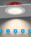 24 Pack 6 Inch Fire Rated LED Recessed Downlights showing smooth trim and dimmable feature, installed in ceiling.