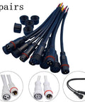 Heavy Duty IP65 Waterproof LED Connectors 5 Pair 3 Pin 22AWG Wiring Harness Cable For Off Road Trucks And Security Cameras Badass Sealed Connection Zero Leak close-up of connectors and cables.