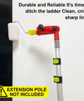Multi Angle Paint Brush Extender For High Ceilings Red With Rotating Head shown with roller attached