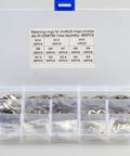Stainless Steel E Shaped Retaining Ring Kit 400 Pieces M1.5 To M15 set in plastic box, labeled compartments