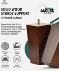 8 Inch Solid Wood Pyramid Furniture Legs Set Of 4 Walnut Replacement Feet For Couch And Sofa, DIY Repair And Restoration