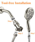 Powerful High Pressure Handheld Shower Head With 5 Spray Modes installation steps and detachable rain showerhead details