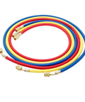 SURIEEN R410A refrigerant charging hoses set, 60in, 3pcs, 1/4 to 5/16 SAE, color-coded blue/red/yellow