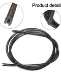 Heavy Duty Steel Drain Snake Flexible Auger Cord Three Meter Spiral Rig With Six Swappable Cutting Heads, close-up of coil and cutting end.