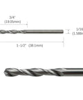 Solid Carbide Jobber Drill Bits Set With Straight Shank 0.063 Inch Diameter 118 Degree Point Tungsten Carbide Tough For Stainless Steel And Hard Materials 2 Pack.