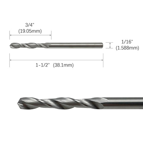 Solid Carbide Jobber Drill Bits Set With Straight Shank 0.063 Inch Diameter 118 Degree Point Tungsten Carbide Tough For Stainless Steel And Hard Materials 2 Pack.