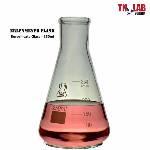 250ml Erlenmeyer flask from 15 Piece Borosilicate Glass Labware Set With Heavy Wall Beakers And Flasks Including Essential Tools