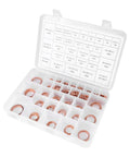 Badass 570 Pieces Copper Washers Assortment Kit Includes Flat Sealing Gaskets For Heavy Plumbing Mechanical Work High Electrical Conductivity Secure Plastic Storage Box Perfect For Trucks Cars Generators Marine Engines And DIY Repair Projects Today copper washers in labeled plastic case