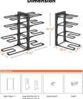 Dimensions of the heavy duty under cabinet pot rack featuring eight sturdy tiers for efficient kitchen organization.