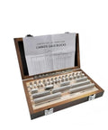 Heavy Duty 32 Piece Metric Gage Blocks And Parallel Gauge Set Forged From Bulletproof High Speed Steel Bullseye Calibration Kit showing opened case with blocks.