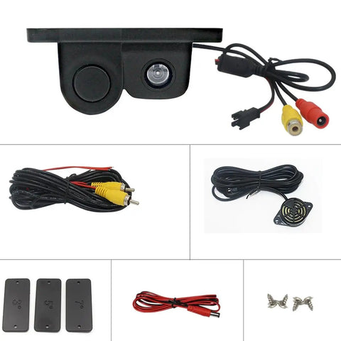 2 In 1 Backup Cam And Parking Sensor Kit With Waterproof HD Reversing Cam Rear View Display And Sound Alarm Parking Assistant