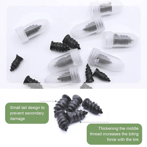 DIY Tire Repair Kit With Rubber Nails And Screw In Plugs For Tubeless Tires, Two Size Set For Cars, Motorcycles, Trucks And Tractors