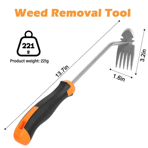 Heavy Duty Five Tooth Weeding Tool for Vegetables and Backyard Gardens, Durable All Steel Garden Weeder with Rubber Grip