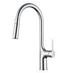 SUMERAIN Kitchen Faucet with Pull Down Sprayer Dual Mode Brushed Gold in sleek chrome finish with a high arc design.