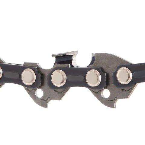 Close-up of Three Pack 16 Inch Chainsaw Chain Three Eighths Inch LP Pitch .050 Gauge 56 Drive Links Semi Chisel detail view.