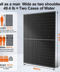 Image showing the dimensions and weight of the High Wattage 400W Monocrystalline Solar Panel with 31V for 12V and 24V systems.