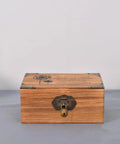 Wooden box with vintage locking handle and hinge kit in antique bronze zinc alloy for DIY jewelry box decor