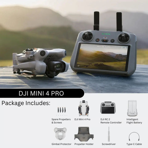 Pro Edition Mini 4 Pro Quadcopter Drone With RC 2 Controller, 4K Ultra HD Video, ultra slim, accessories included