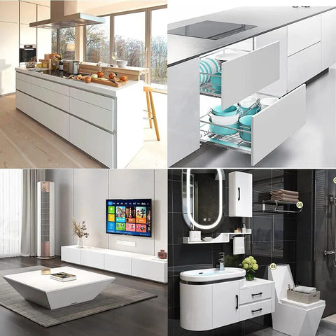 White glitter peel and stick wallpaper glossy self adhesive removable wall covering on modern kitchen and living room furniture