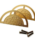 Gold Retro Style Brass Cabinet Pull Handles 2 Pack For Cabinets Closets And Drawers Round Old School Pull Knobs With Auspicious Cloud Geometric Pattern