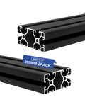 2 Pack 4080 T Slot Aluminum Extrusion 200mm Black 40x80 Profile Heavy Duty for T Slotted Framing European Standard Anodized Linear Rail