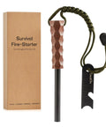 Go To Survival Flint And Steel Fire Starter Kit For Hiking And Camping, cerium iron rod with walnut handle, bushcraft gear